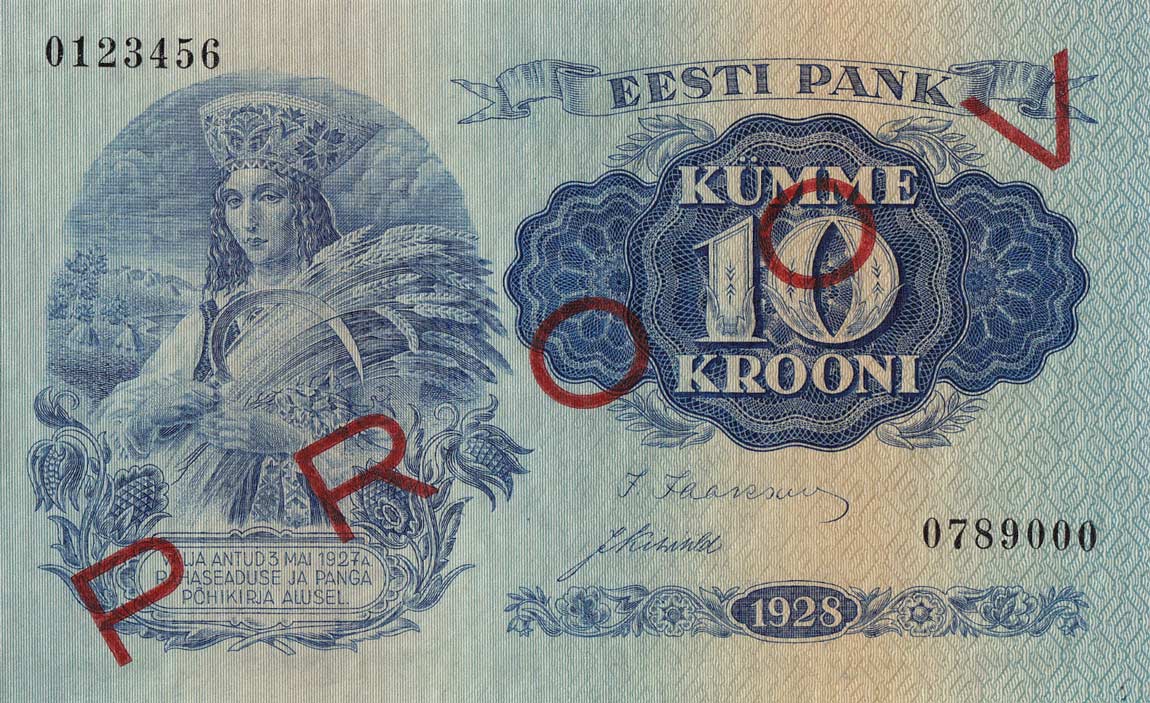 Front of Estonia p63s2: 10 Krooni from 1928