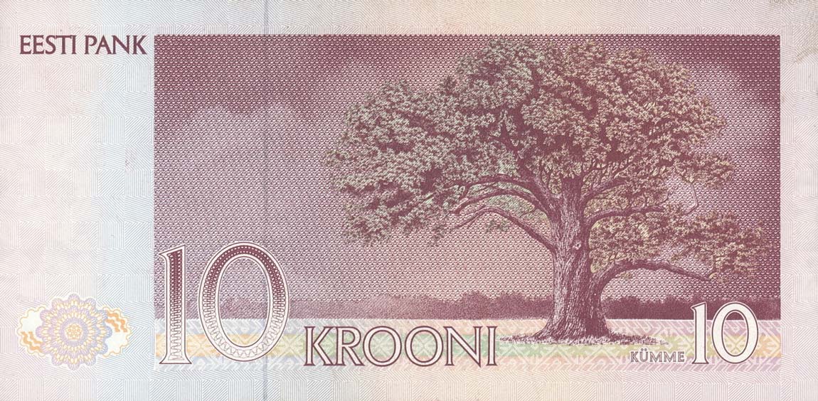 Back of Estonia p72a: 10 Krooni from 1991