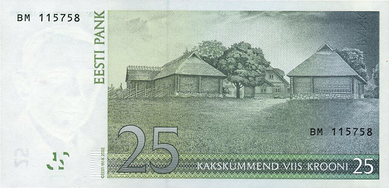 Back of Estonia p84a: 25 Krooni from 2002