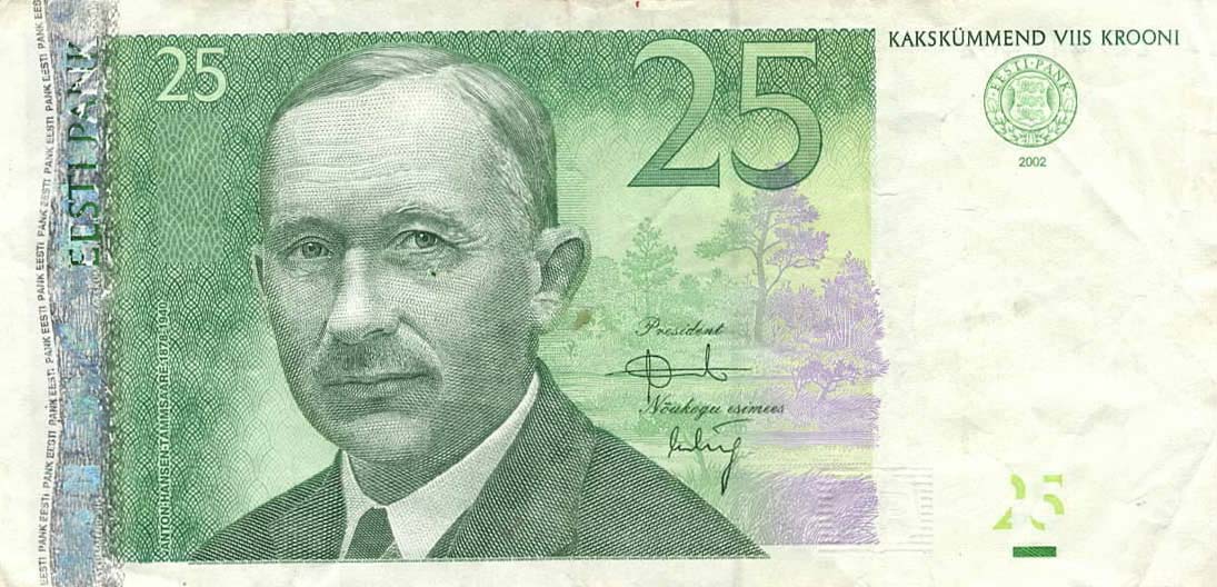 Front of Estonia p84r: 25 Krooni from 2002