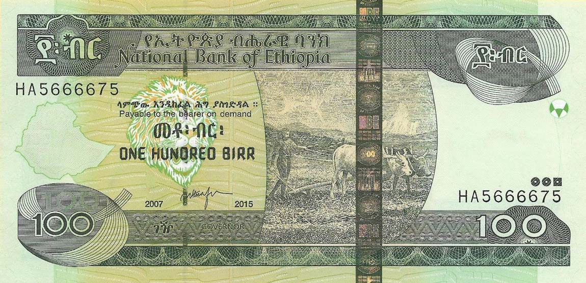 Front of Ethiopia p52g: 100 Birr from 2015