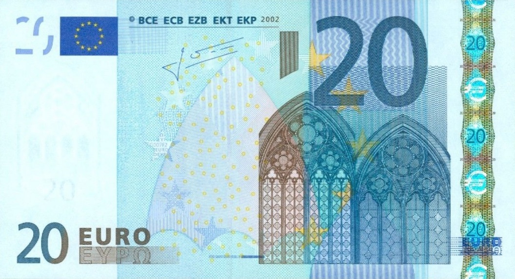 Front of European Union p10p: 20 Euro from 2002