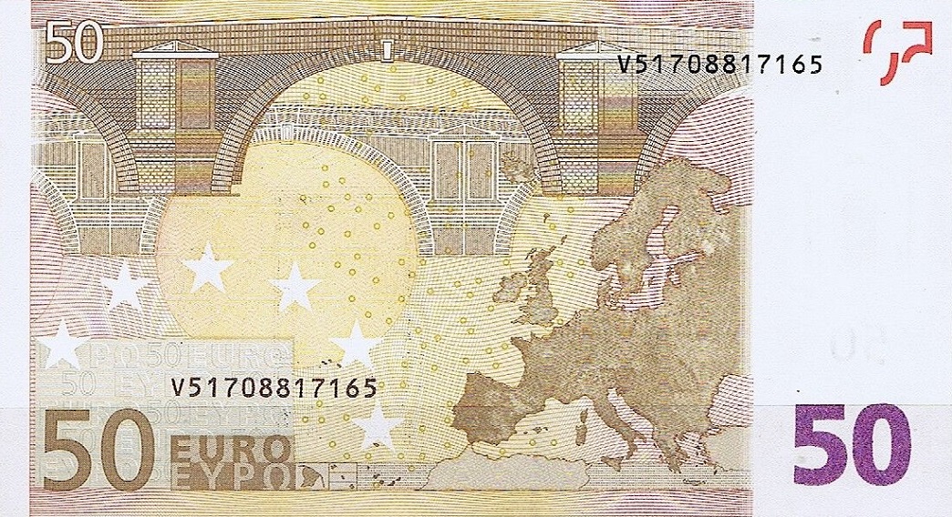 Back of European Union p11v: 50 Euro from 2002