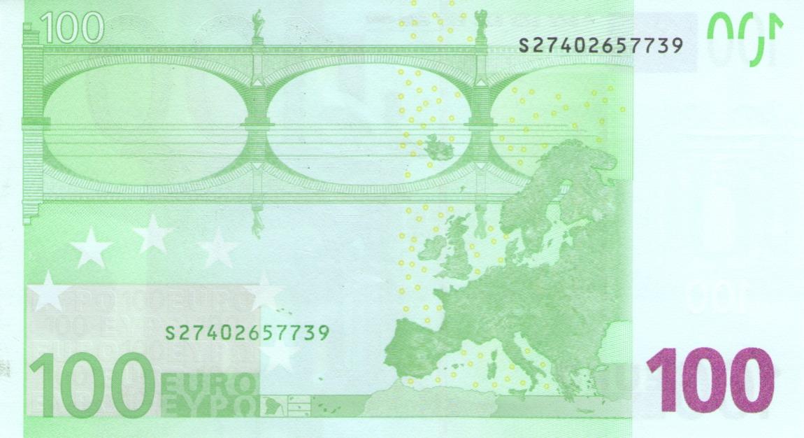 Back of European Union p12s: 100 Euro from 2002