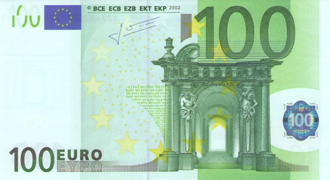 Front of European Union p12s: 100 Euro from 2002