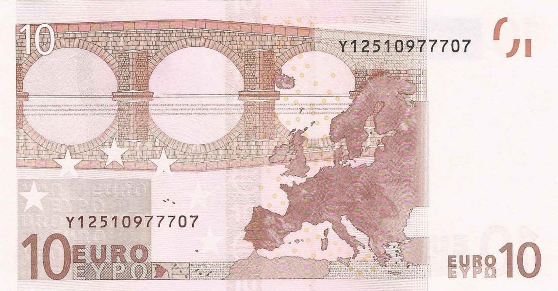 Back of European Union p15y: 10 Euro from 2002