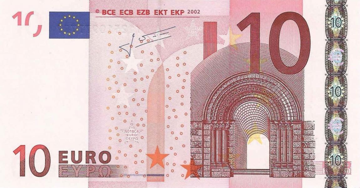 Front of European Union p15y: 10 Euro from 2002