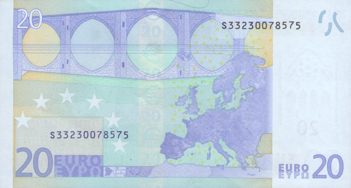 Back of European Union p16s: 20 Euro from 2002