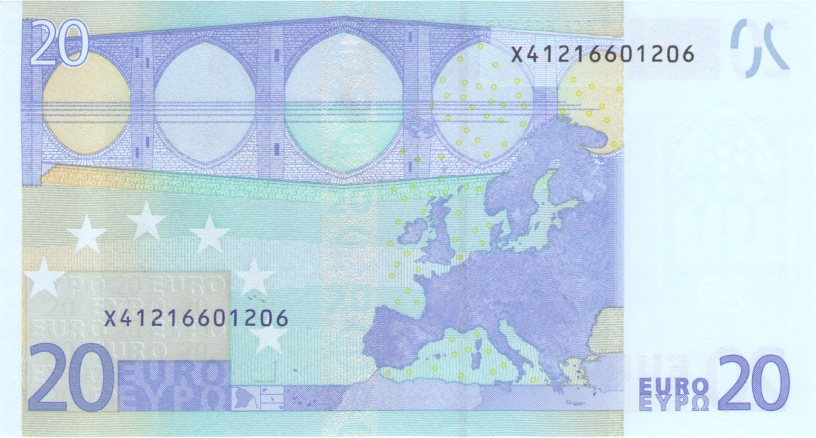 Back of European Union p16x: 20 Euro from 2002