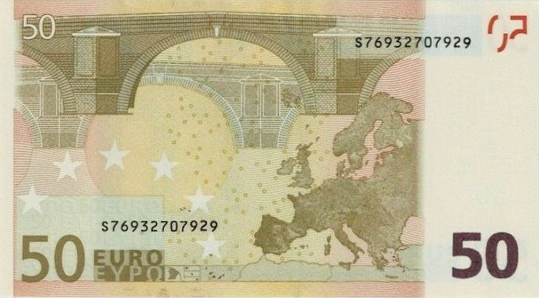 Back of European Union p17s: 50 Euro from 2002