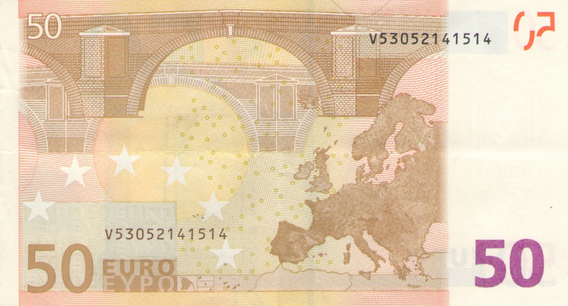 Back of European Union p17v: 50 Euro from 2002