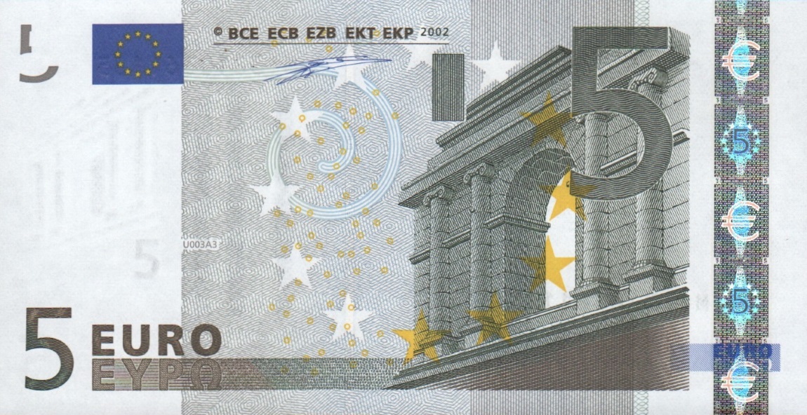 Front of European Union p1m: 5 Euro from 2002