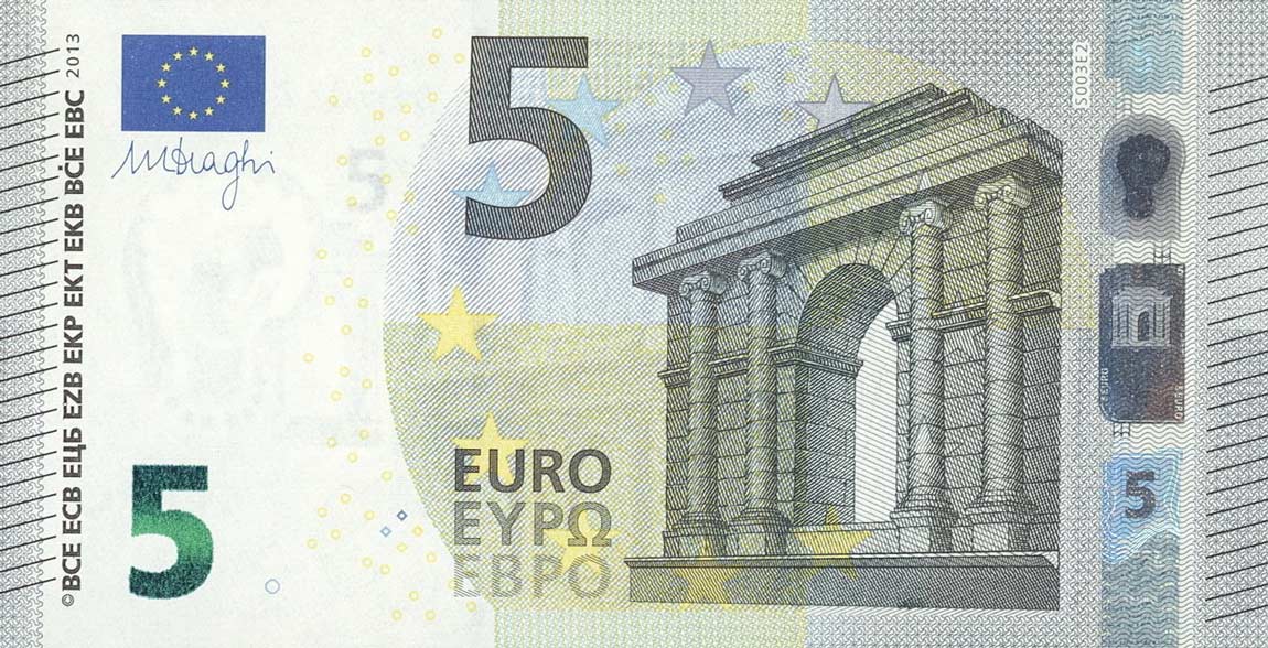 Front of European Union p20s: 5 Euro from 2002