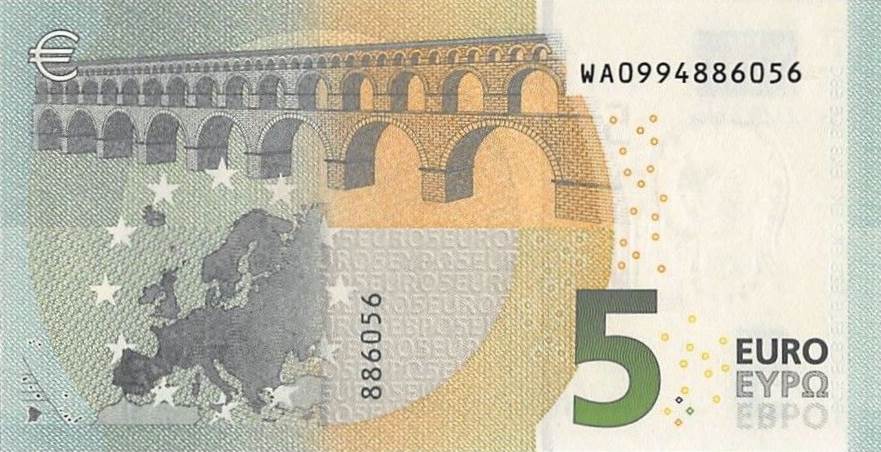 Back of European Union p20w: 5 Euro from 2002