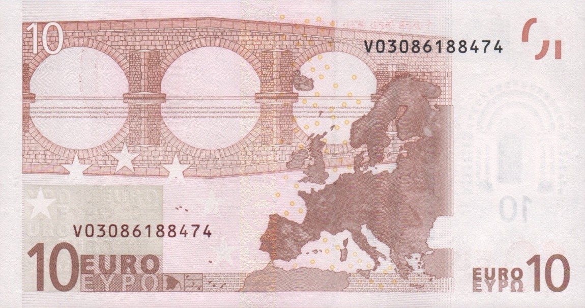 Back of European Union p2v: 10 Euro from 2002