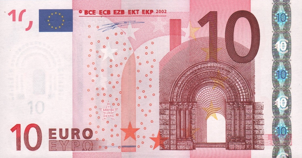 Front of European Union p2v: 10 Euro from 2002