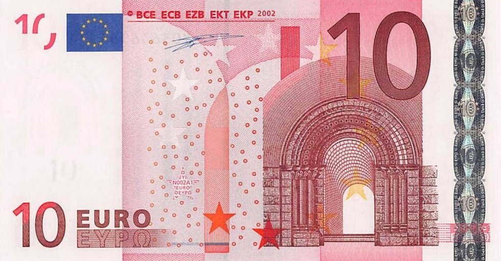 Front of European Union p2y: 10 Euro from 2002