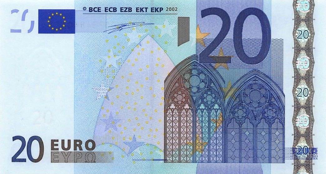 Front of European Union p3x: 20 Euro from 2002