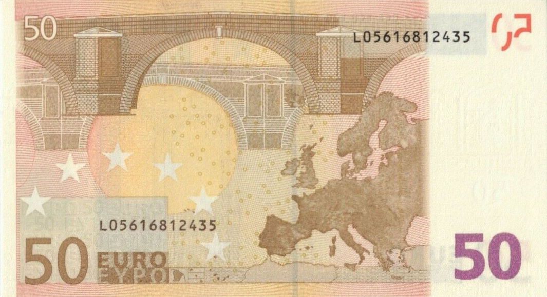 Back of European Union p4l: 50 Euro from 2002