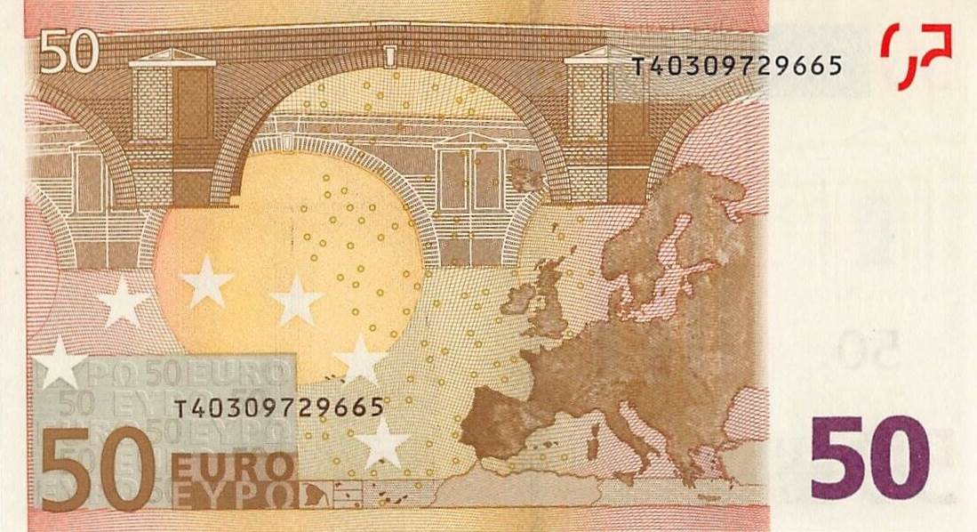 Back of European Union p4t: 50 Euro from 2002