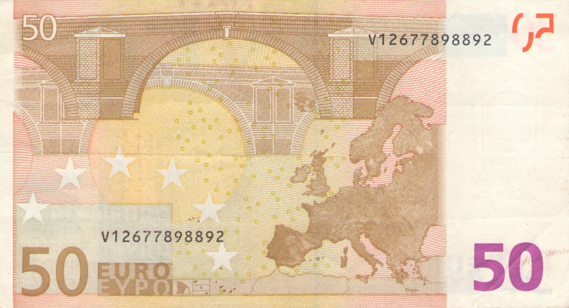 Back of European Union p4v: 50 Euro from 2002