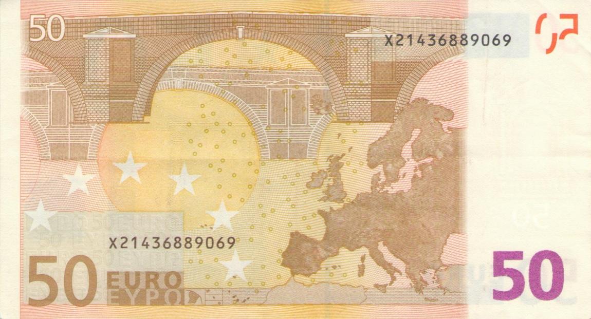 Back of European Union p4x: 50 Euro from 2002