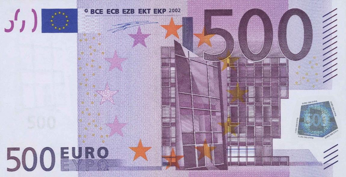 Front of European Union p7t: 500 Euro from 2002