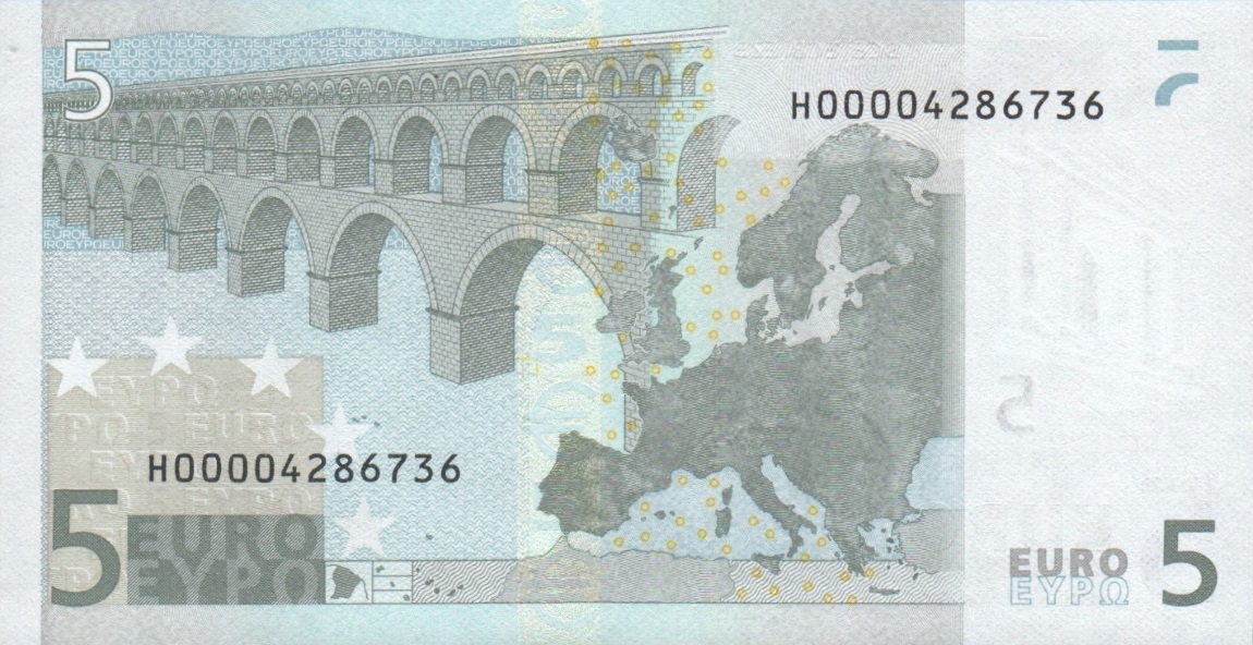 Back of European Union p8h: 5 Euro from 2002