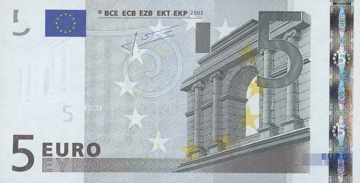 Front of European Union p8p: 5 Euro from 2002