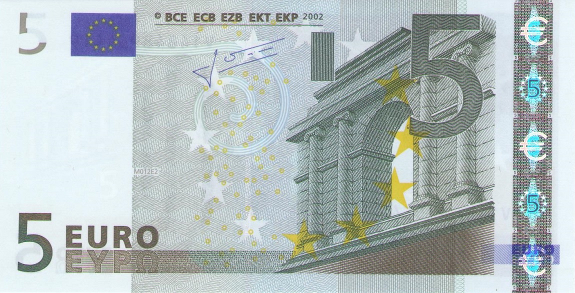 Front of European Union p8v: 5 Euro from 2002