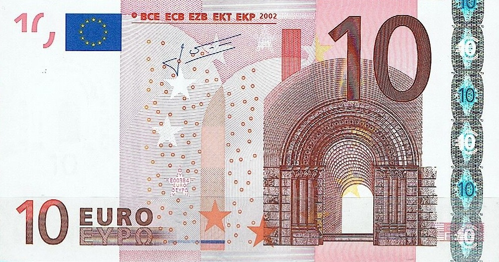 Front of European Union p9x: 10 Euro from 2002
