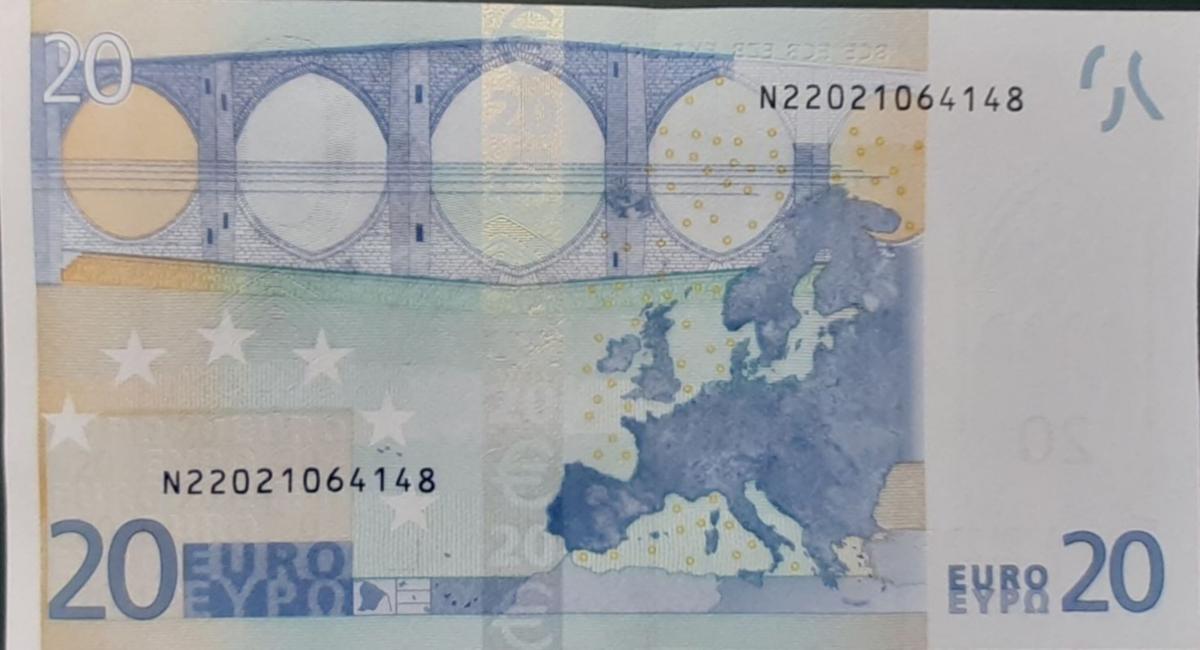 Back of European Union p10n: 20 Euro from 2002