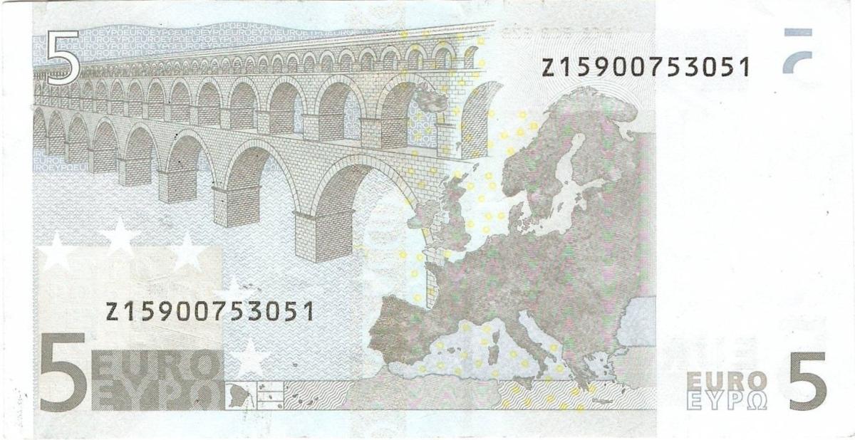 Back of European Union p1z: 5 Euro from 2002