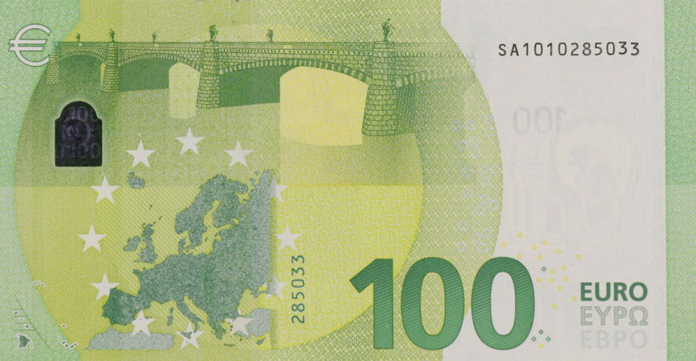 Back of European Union p24s: 100 Euro from 2019