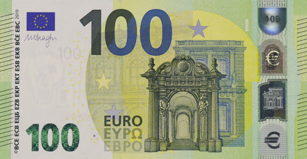 Front of European Union p24s: 100 Euro from 2019