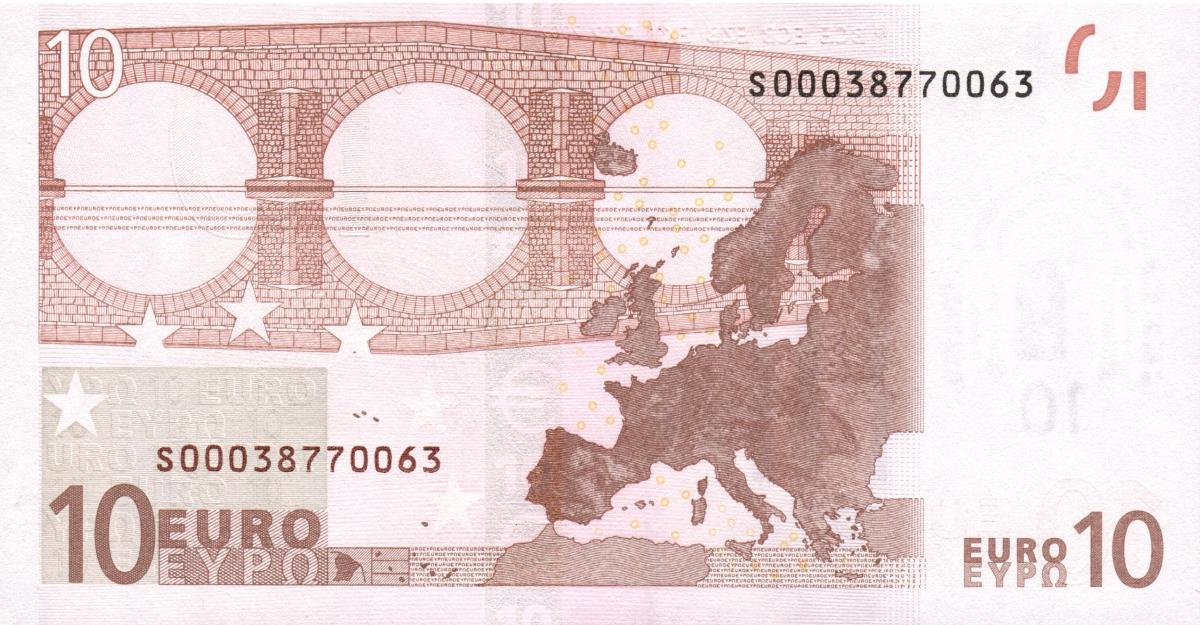Back of European Union p2s: 10 Euro from 2002