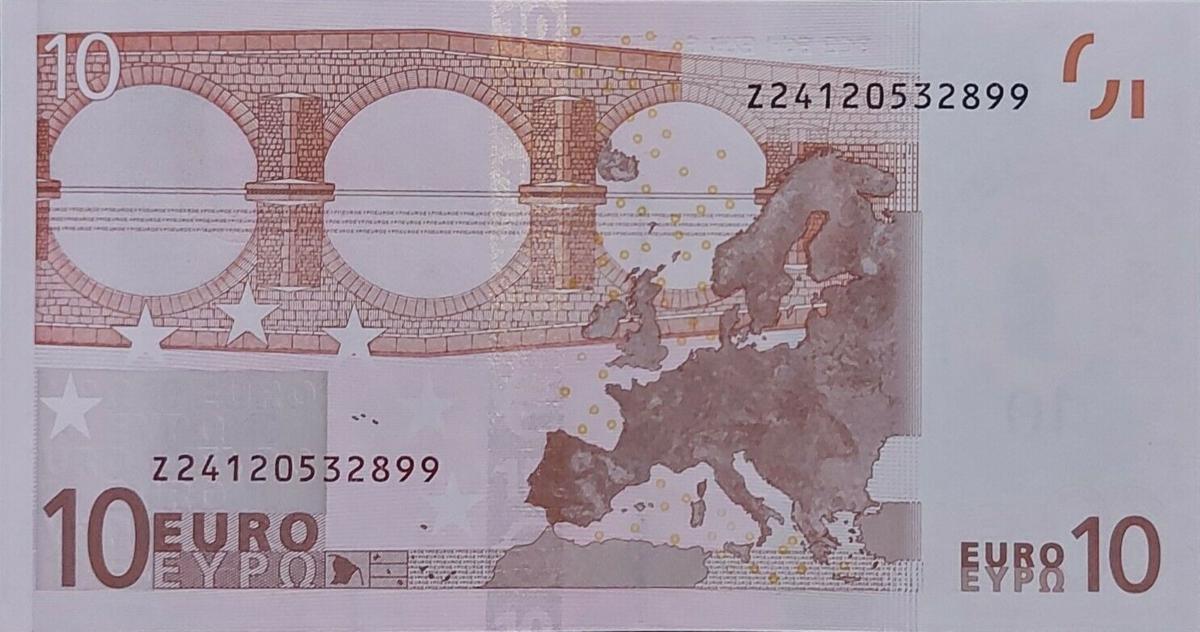 Back of European Union p2z: 10 Euro from 2002