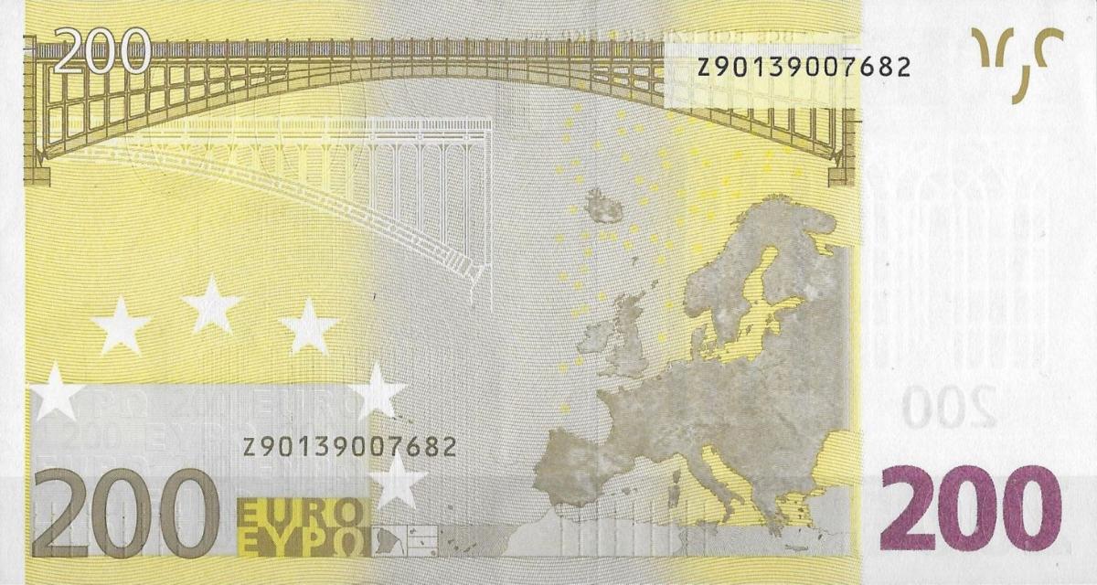 Back of European Union p6z: 200 Euro from 2002