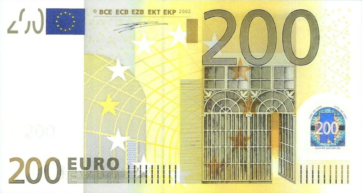 Front of European Union p6z: 200 Euro from 2002