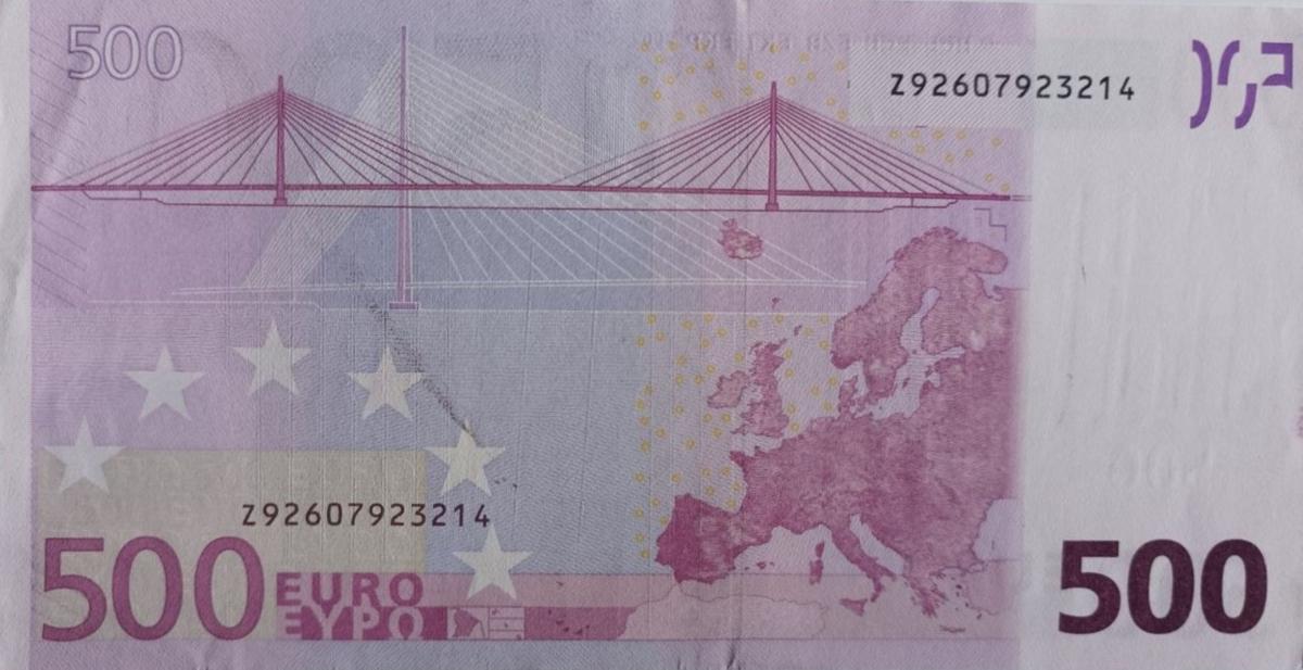 Back of European Union p7z: 500 Euro from 2002