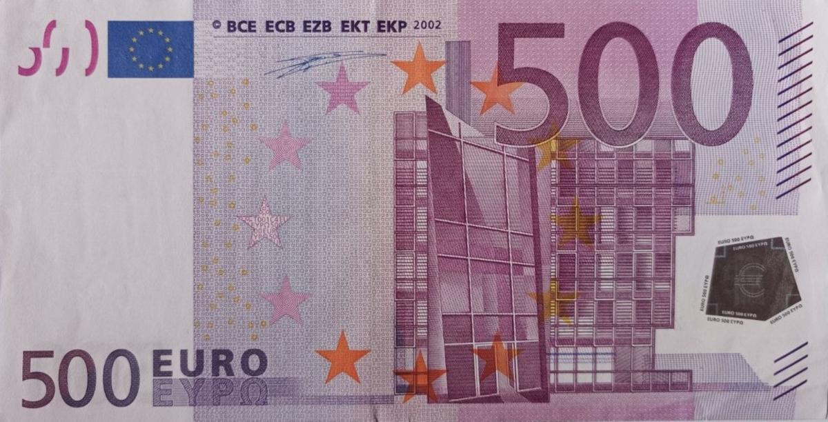 Front of European Union p7z: 500 Euro from 2002
