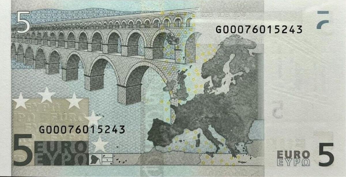 Back of European Union p8g: 5 Euro from 2002