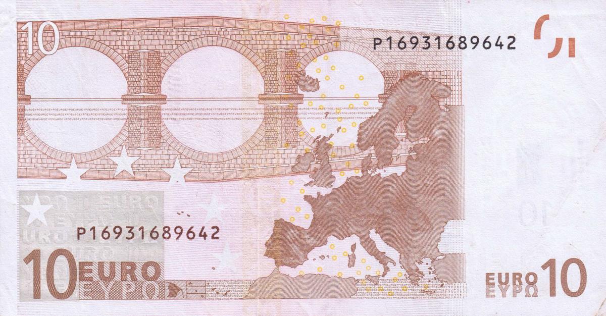 Back of European Union p9p: 10 Euro from 2002