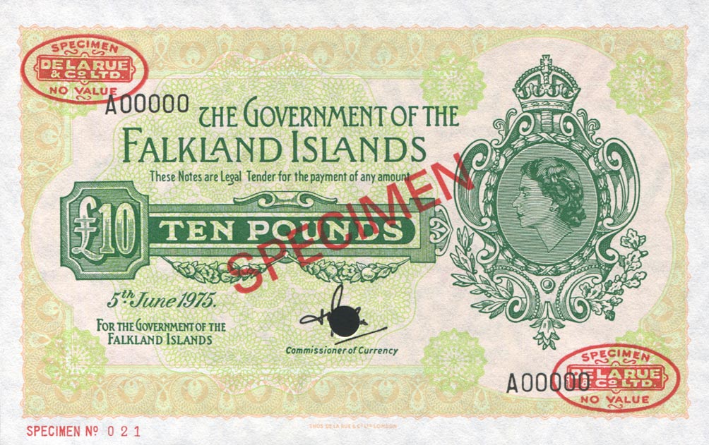Front of Falkland Islands p11s: 10 Pounds from 1975