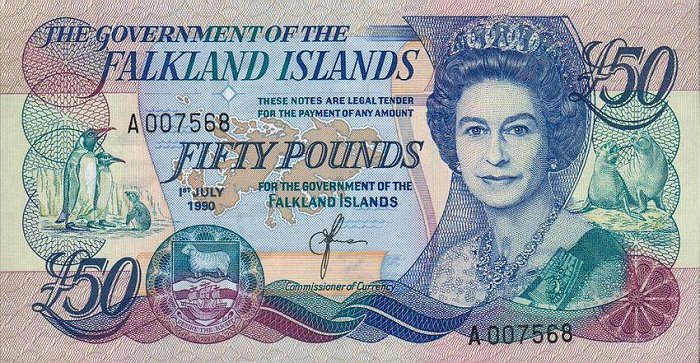Front of Falkland Islands p16a: 50 Pounds from 1990
