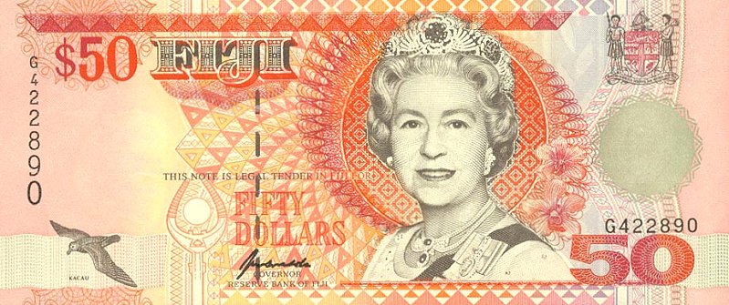 Front of Fiji p100a: 50 Dollars from 1996