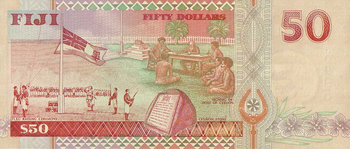 Back of Fiji p100b: 50 Dollars from 1996