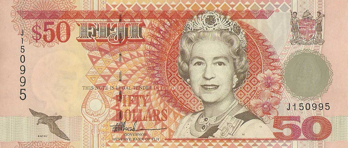 Front of Fiji p100b: 50 Dollars from 1996