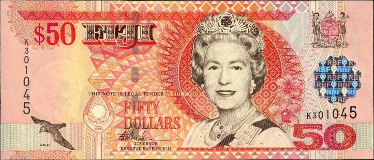 Front of Fiji p100c: 50 Dollars from 1996
