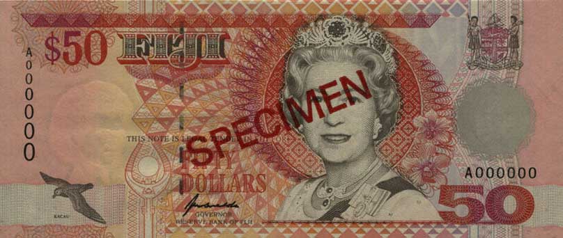 Front of Fiji p100s1: 50 Dollars from 1996